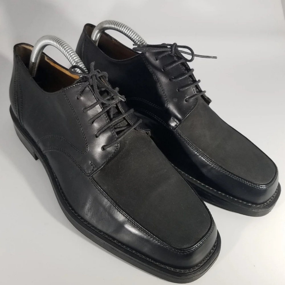 De La Rentis Mens Dress Shoes Size 9 Black Leather Wedding Formal Dance Hoco